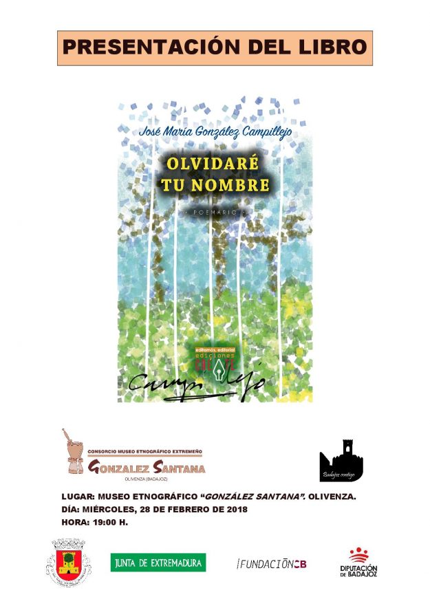 Cartel presentación libro Olvidaré tu nombre