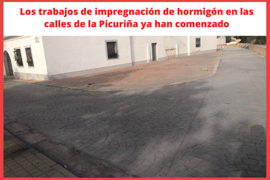 Los trabajos de impregnación de hormigón en las calles de la Picuriña ya han comenzado