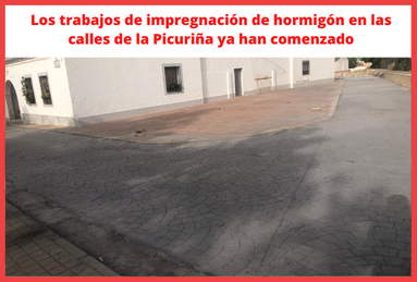 Los trabajos de impregnación de hormigón en las calles de la Picuriña ya han comenzado